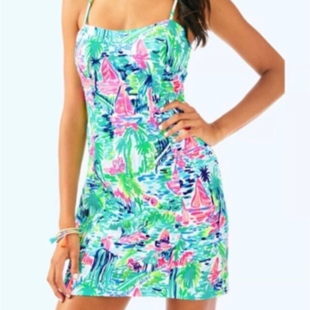 Lilly Pulitzer Shelli “Salt in the Air” Tropical Sailboat Shift Dress